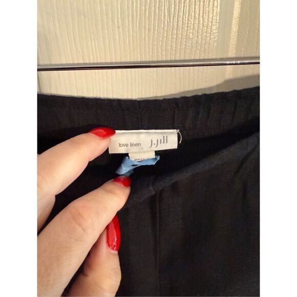 J. Jill Love Linen Black Pull On Ankle Pant sz M EUC - Picture 3 of 5